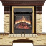Каминокомплект Pierre Luxe - Темный дуб / Сланец с очагом Majestic FX Brass, фото 1