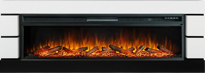 Каминокомплект Modern - Белый с черным с очагом Vision 60 LOG LED_