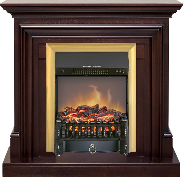 Каминокомплект Bradford - Темный дуб с очагом Fobos FX M Brass