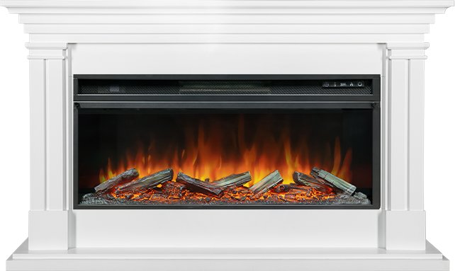 Каминокомплект Lyon - Белый ( Ширина 1440 мм) с очагом Vision 42 LOG LED